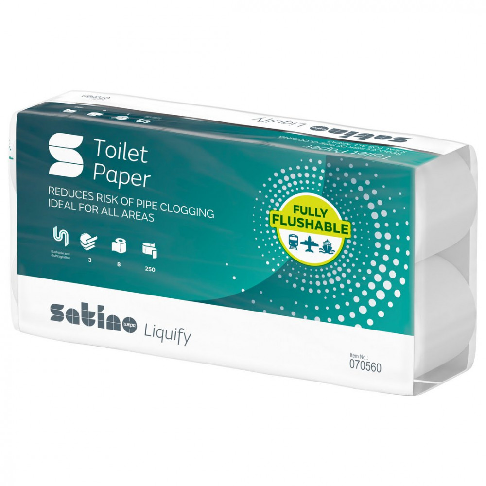 Wepa Liquify toalettpapír, vízben gyorsan oldódik, 8 tekercs/csomag