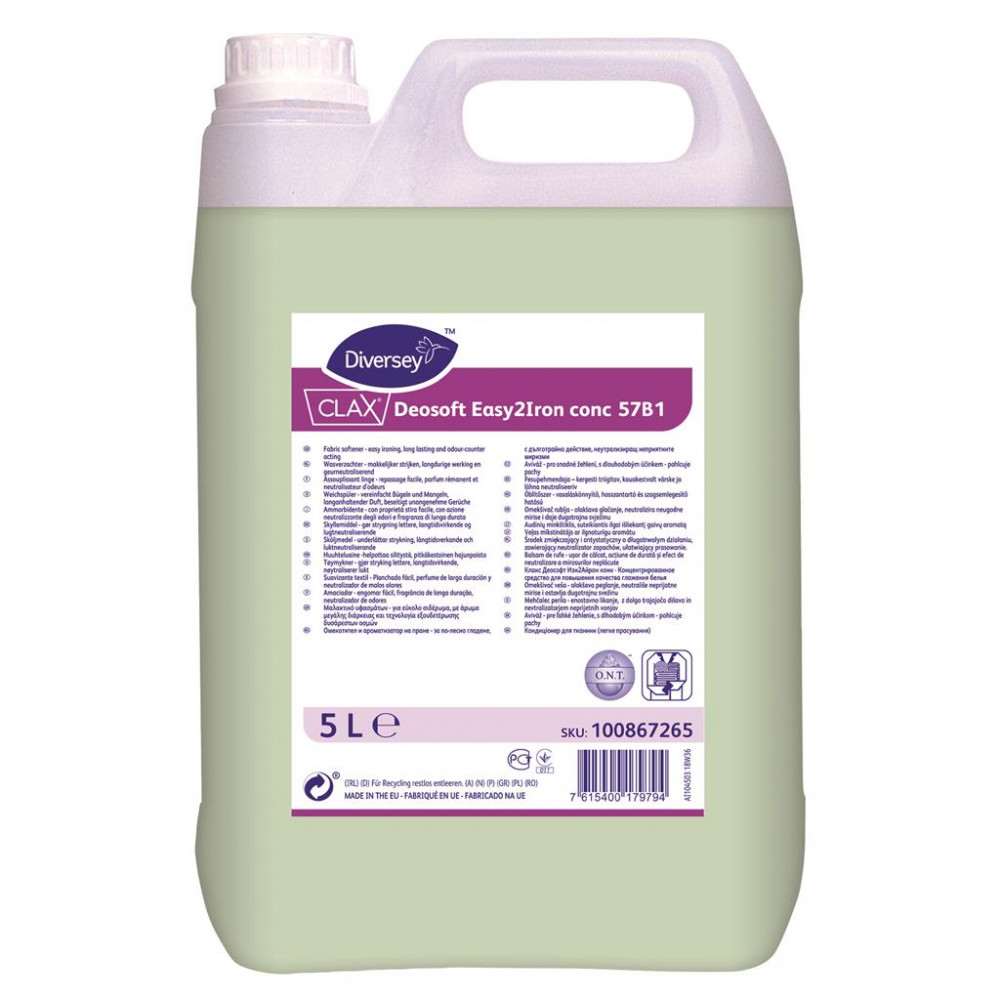 Clax Deosoft Easy2Iron concentrate 57B1 vasaláskönnyítő hatású öblítőszer koncentrátum, szagsemlegesítő hatással, 5 liter