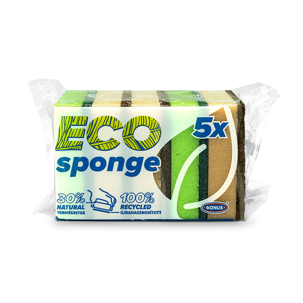 Bonus Eco mosogatószivacs, karcmentes dörzsi felülettel, 5 db/csomag