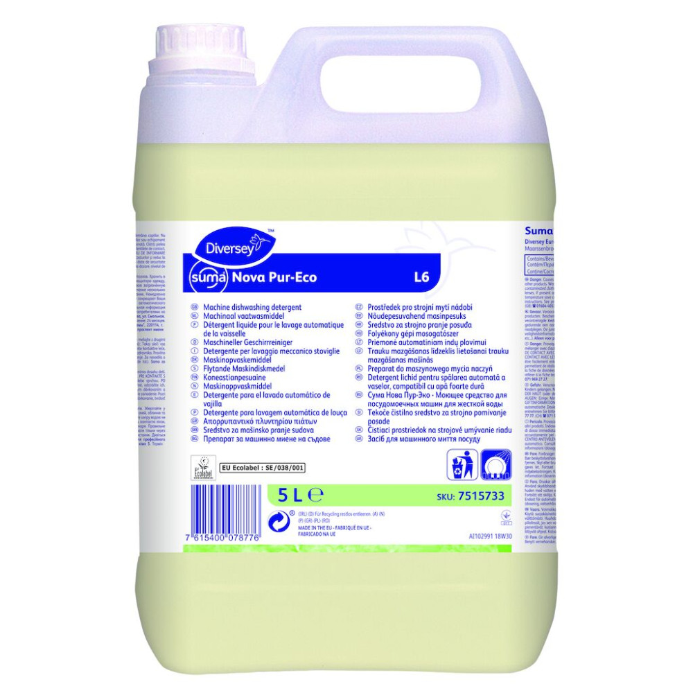 Suma Nova Pur-Eco L6 folyékony gépi mosogatószer kemény vízhez, 5 liter