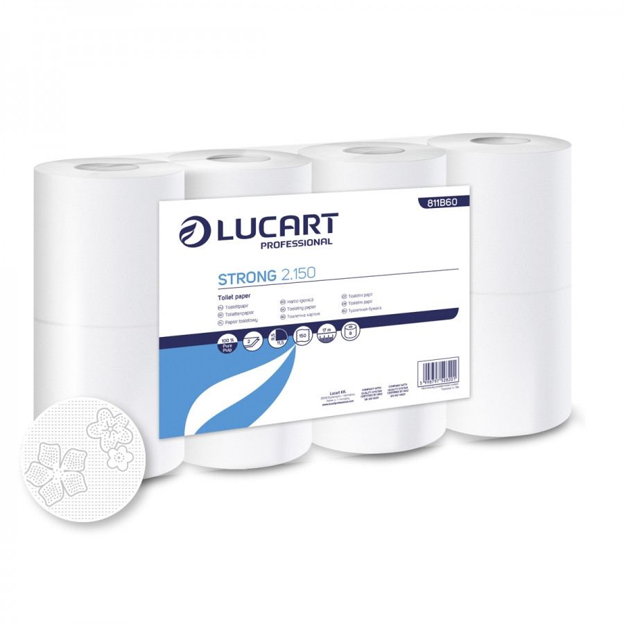 Lucart Strong 2.150 toalettpapír, 8 tekercs/csomag, 8 csomag/zsák
