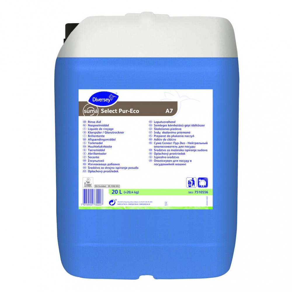 Suma Select Pur-Eco A7 koncentrált, semleges kémhatású gépi öblítőszer, 20 liter