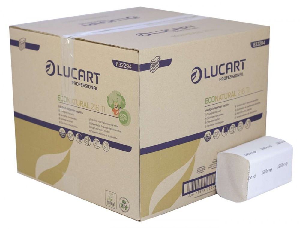 Lucart EcoNatural 216 TN "Think Natural" adagolós szalvéta, 150 lap/csomag, 40 csomag/karton