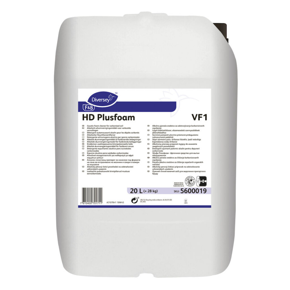 HD Plusfoam VF1 lúgos habtisztítószer, elszenesedett szennyeződések eltávolításához, 20 liter