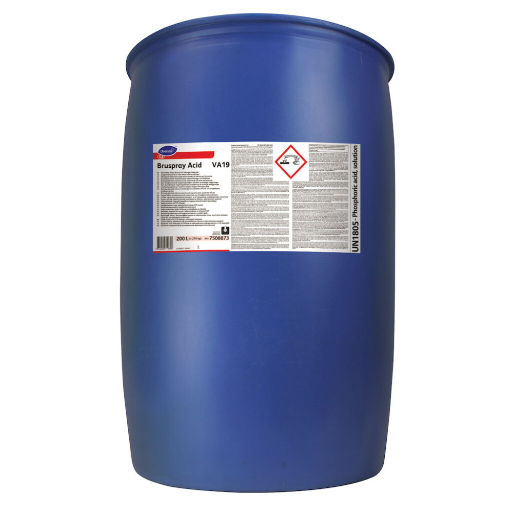 Bruspray Acid VA19 habzásmentes, nagy teljesítményű, savas CIP tisztító, 200 liter