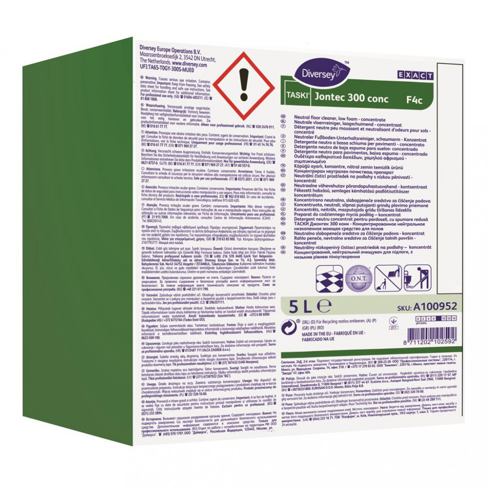 Taski Jontec 300 concentrate alacsony habzású, semleges kémhatású padozattiszítószer, 5 liter