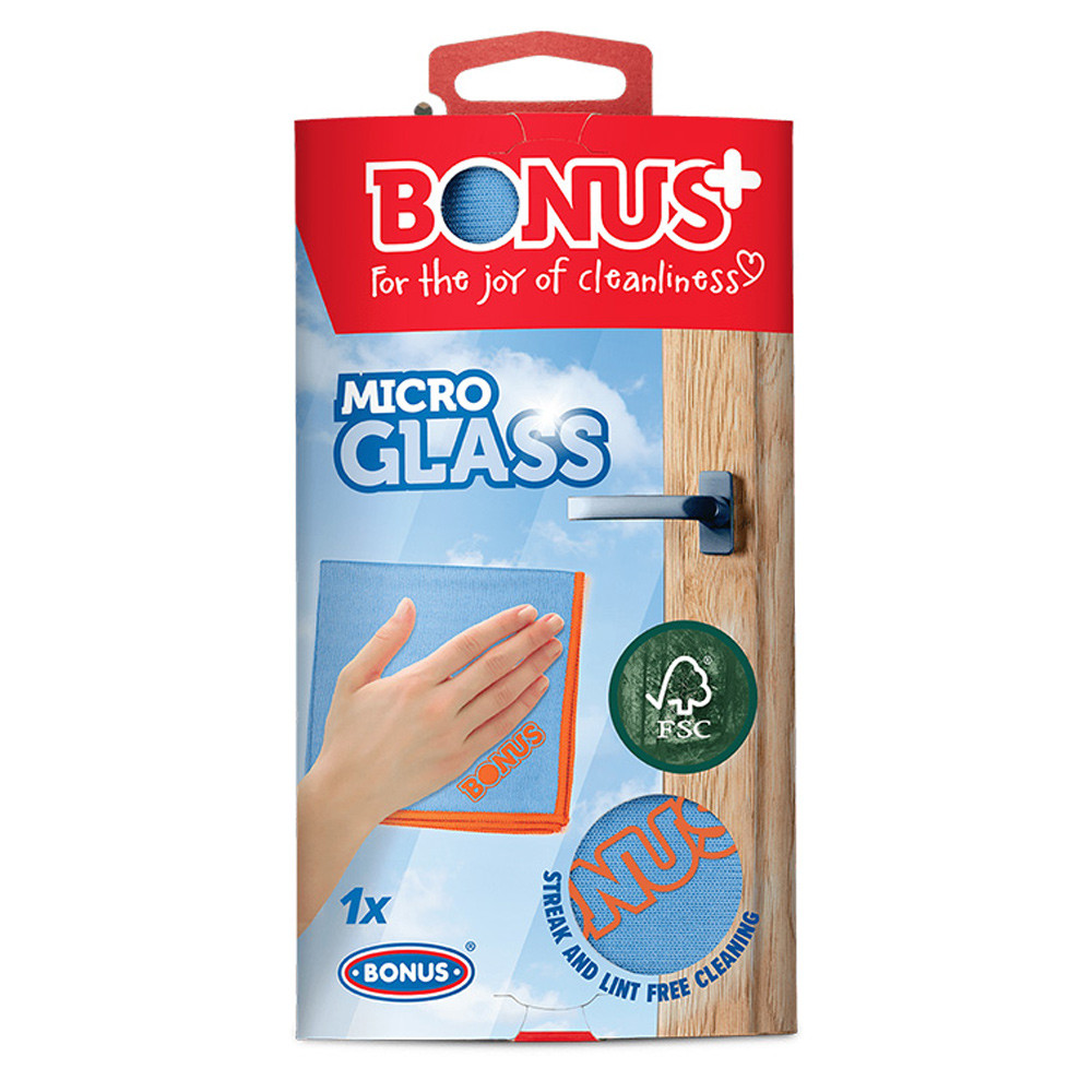 Bonus Plus MicroGLASS mikroszálas kendő üvegfelületekre, 35*35 cm