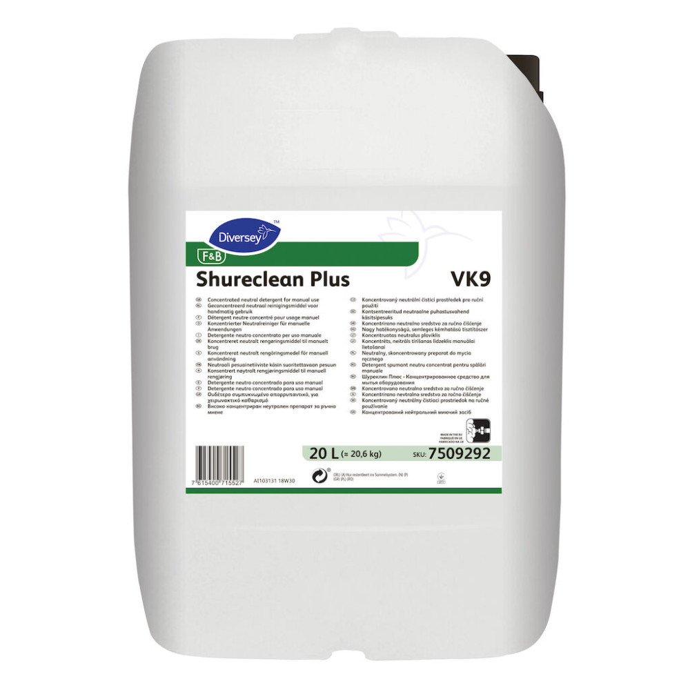 Shureclean Plus VK9 nagy hatékonyságú, semleges kémhatású tisztítószer, 20 liter