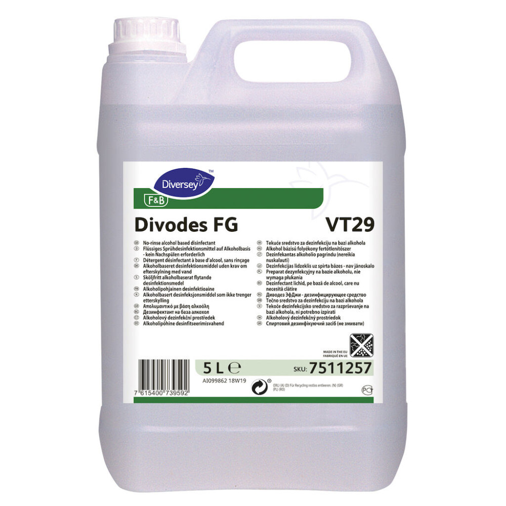 Divodes FG VT29 alkohol bázisú folyékony fertőtlenítőszer, 5 liter