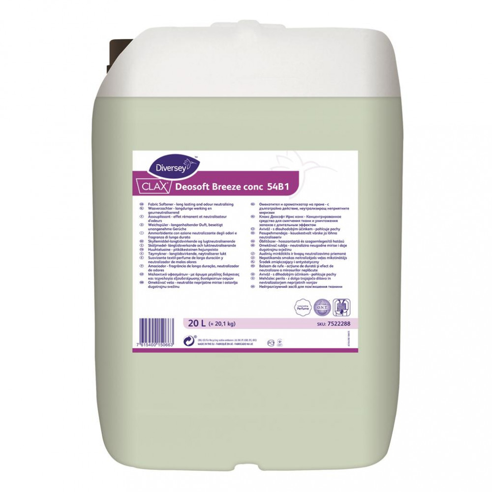 Clax Deosoft Breeze concentrate 54B1 hosszan tartó hatású, szagsemlegesítő hatású textilöblítőszer, 20 liter