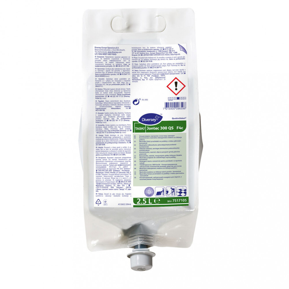 Taski Jontec 300 QS fékezett habzású, semleges kémhatású padlótisztítószer koncentrátum, 2,5 liter