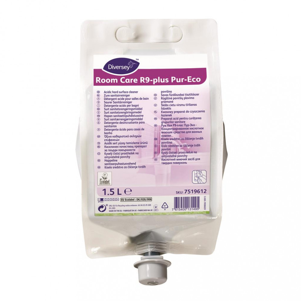 Room Care R9-plus Pur-Eco citromsavas fürdőszobai tisztítószer koncentrátum kemény felületekre, 1,5 liter