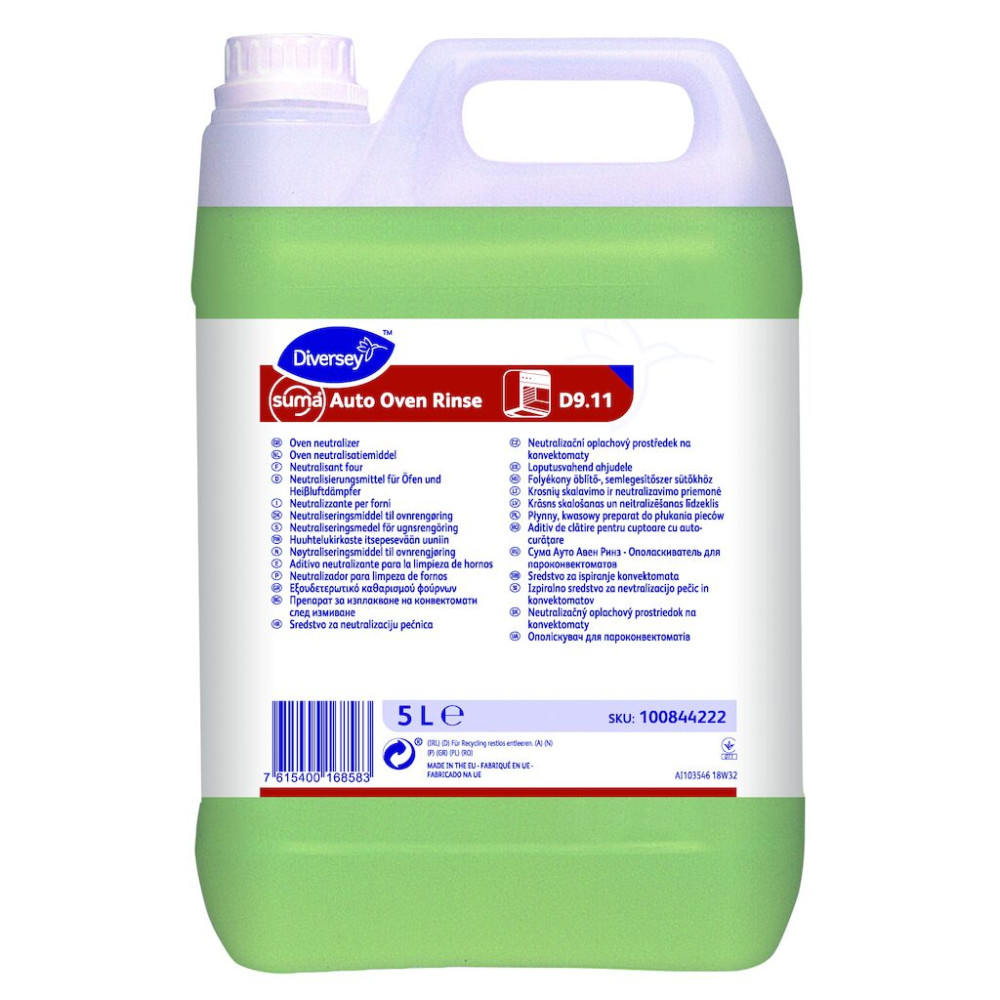 Suma Auto Oven Rinse D9.11 folyékony, savas öblítő- és semlegesítőszer sütőkhöz, 5 liter