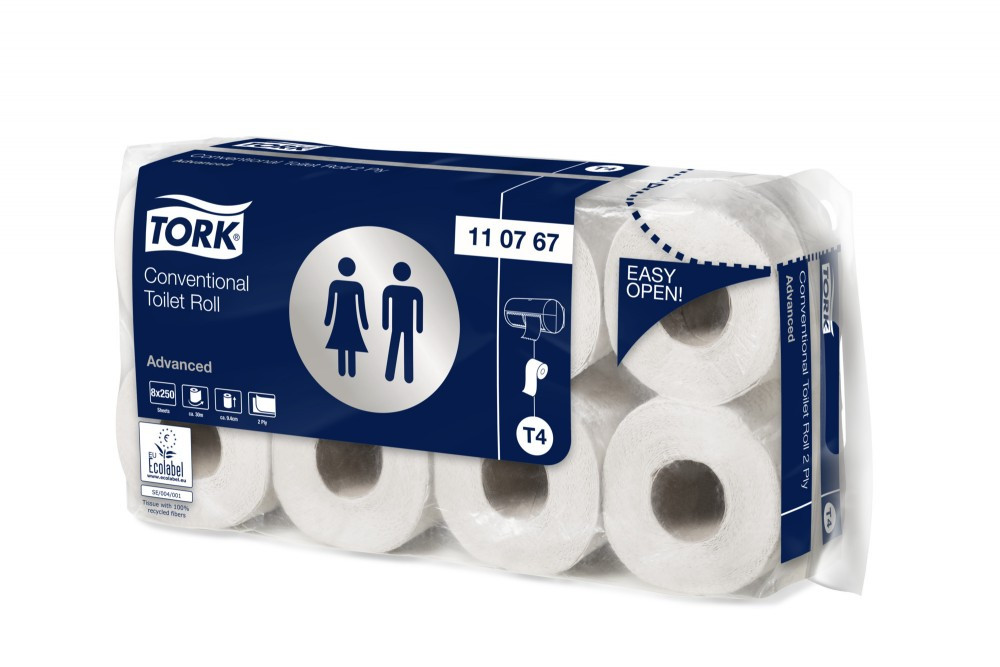 Tork kis tekercses toalettpapír (T4), 2 rétegű, 8 tekercs/csomag, 8 csomag/zsák