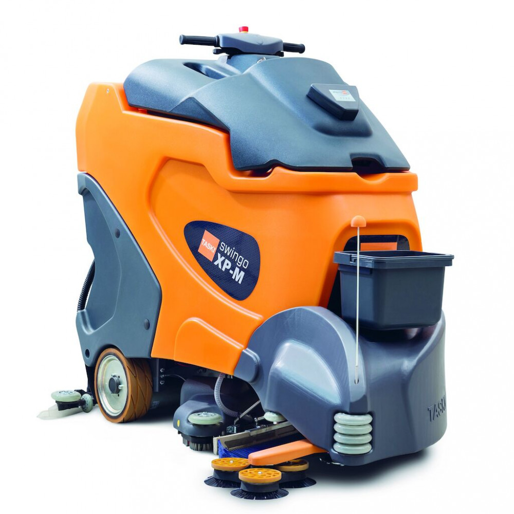 TASKI swingo XP-M B BMS IntelliSweep akkumulátor üzemű, kisméretű, ráállós súroló- és söprőgép