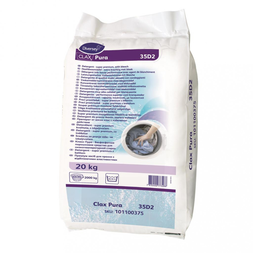 Clax Pura 35D2 szuper prémium, foszfátmentes mosópor fehérítővel, 20 kg