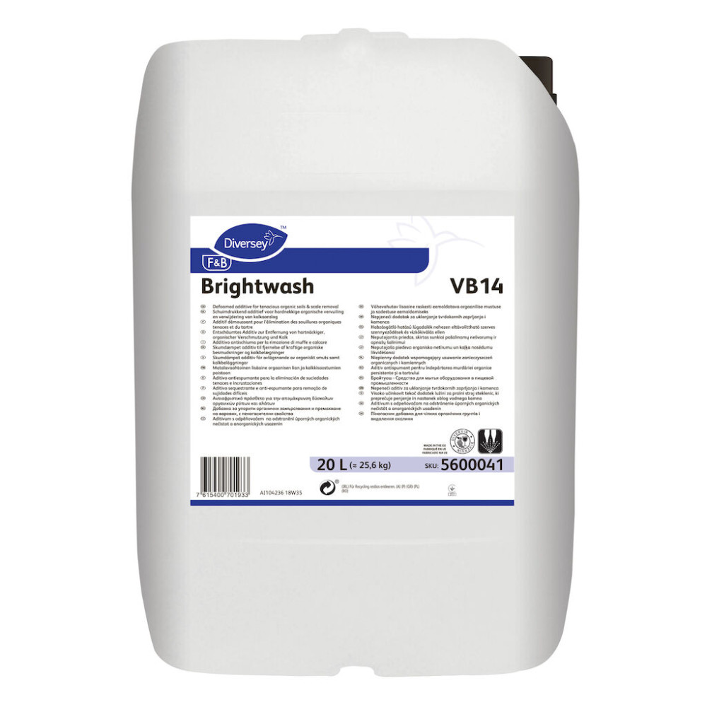Brightwash VB14 W2299 tisztítószer, erőteljes szekvesztránsok és szurfaktant alapú habgátlókkal, 20 liter