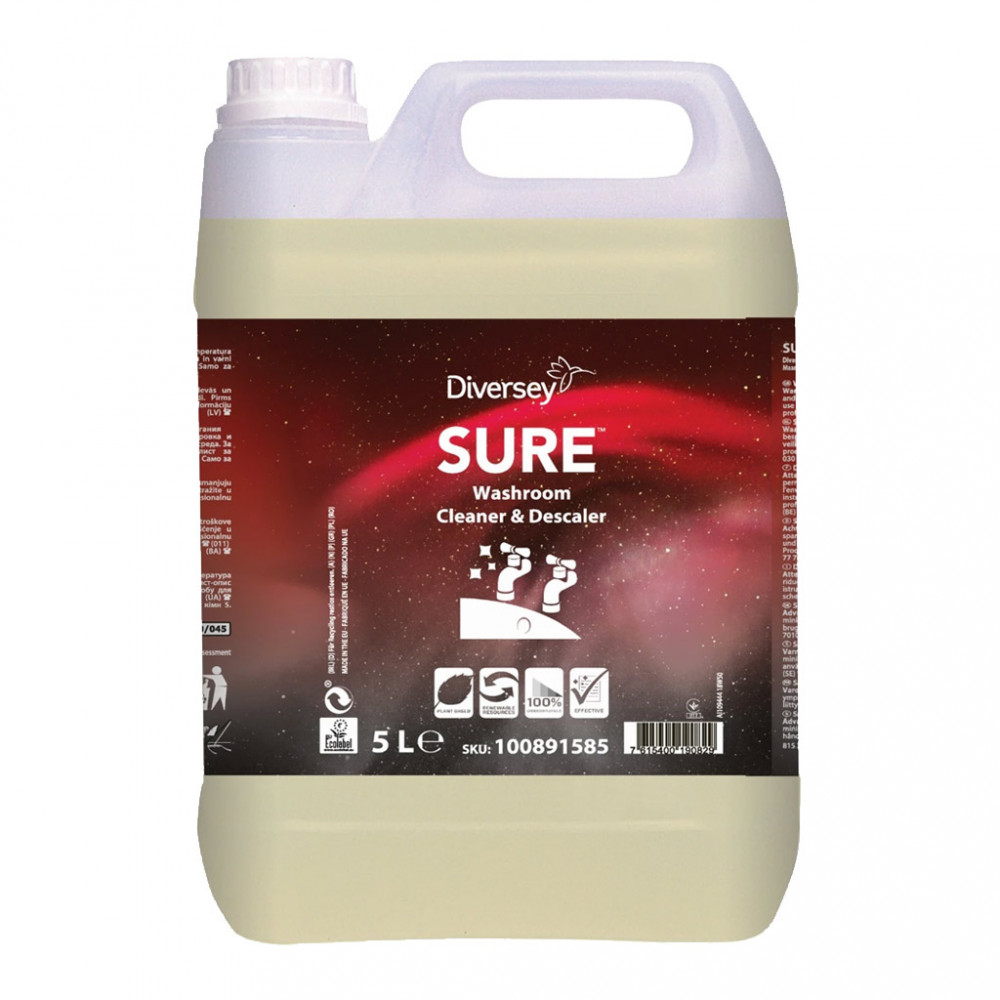 Sure Washroom Cleaner & Descaler szanitertisztító és vízkőoldó, 5 liter