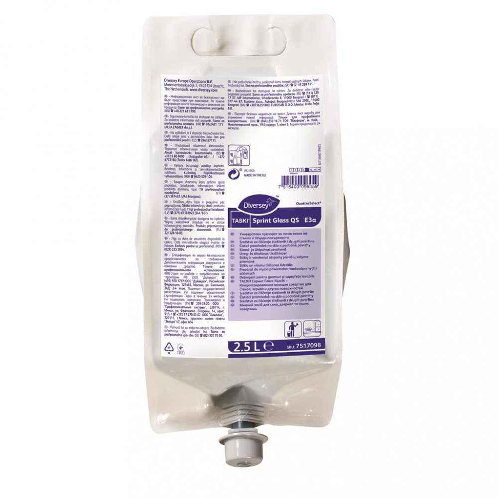 Taski Sprint Glass QS üveg- és univerzális felülettisztító szer QuattroSelect® kiszerelésben, 2,5 liter
