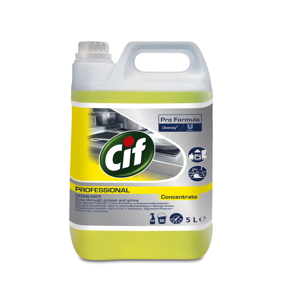 Cif Pro Formula Degreaser Concentrate erőteljes tisztító-, zsíroldószer nagyobb konyhai felületekhez, 5 liter