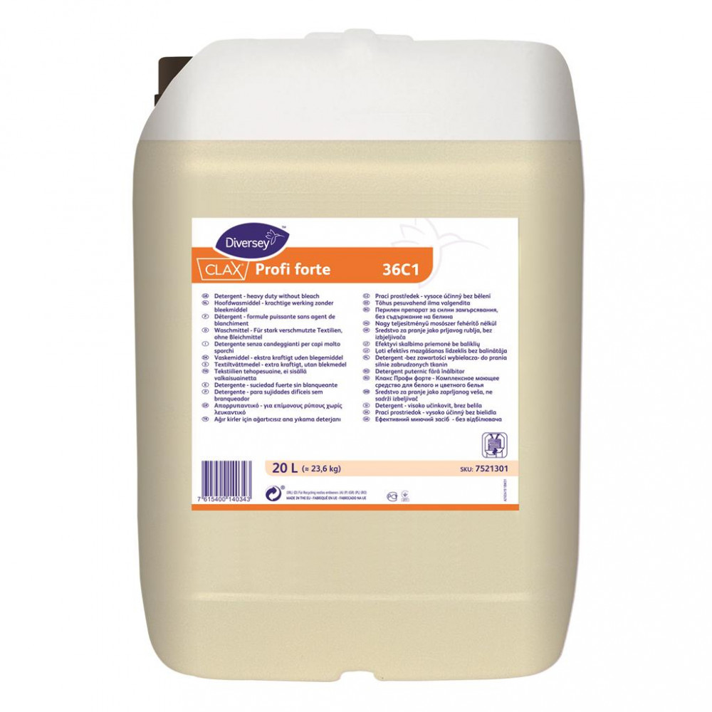 Clax Profi forte 36C1 koncentrált mosószer keményvizes technológiákhoz, 20 liter