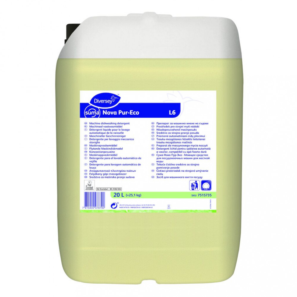 Suma Nova Pur-Eco L6 folyékony gépi mosogatószer kemény vízhez, 20 liter