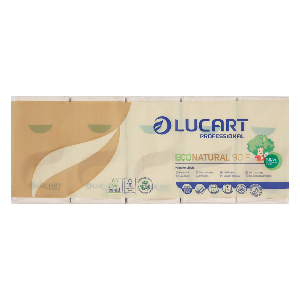Lucart EcoNatural 90 F papír zsebkendő, 4 réteg, 90*24 db/karton