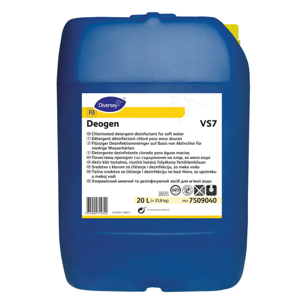 Deogen VS7 aktív klór tartalmú, tisztító hatású folyékony fertőtlenítőszer, 20 liter