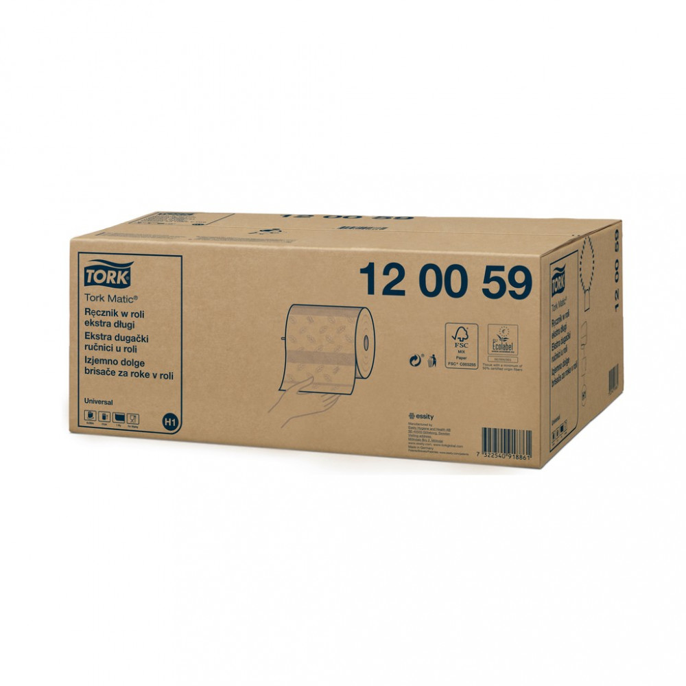 Tork Universal Matic® (H1) extra hosszú tekercses kéztörlő, fehér, 1 rétegű, 6 tekercs/karton
